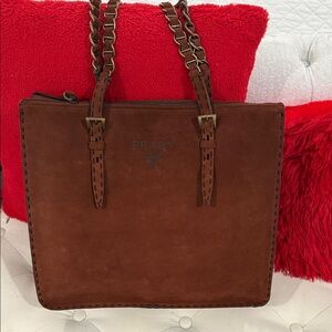 Prada Suede Leather Tote Bag 100aut